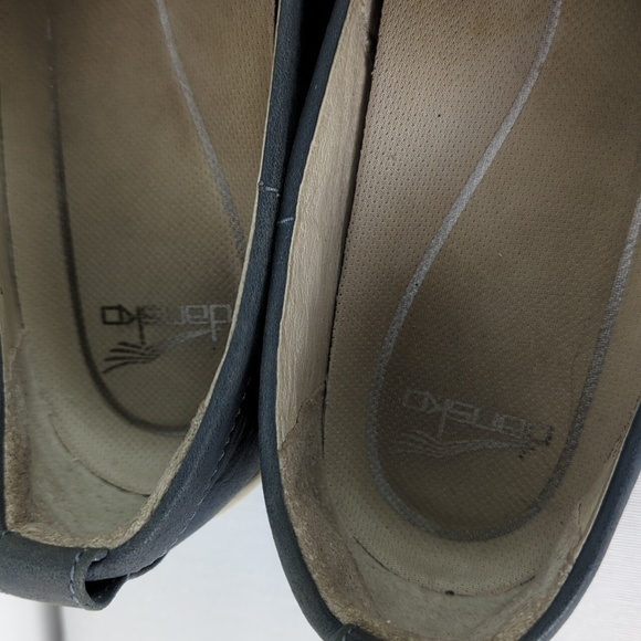 Dansko Blue Leather Slip On Shoes - Picture 5 of 11